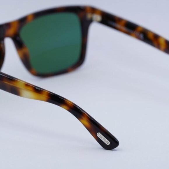 Tom Ford FT0906 53N Buckley02 Sunglasses Havana Square Frame, Green Lenses - Picture 6 of 10
